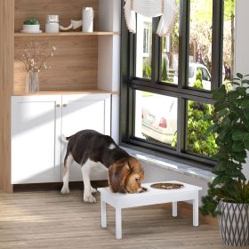 23" Wooden Heavy Duty Dog Food Bowls Pet Elevated Feeding Station -White
