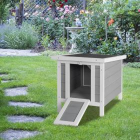 20" Wooden Waterproof Rabbit Hutch Pet Bunny Small Animal House Habitat Gray (Option: default title)