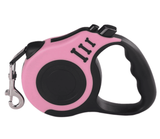 16.5FT Automatic Retractable Dog Leash Pet Collar Automatic Walking Lead Free US (Color: Pink)