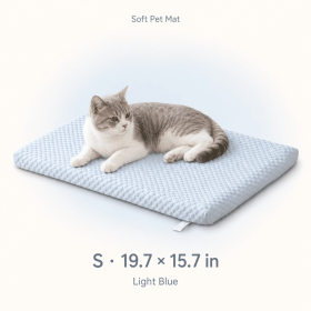 Summer Dog Bed Mat with Removable Machine-Washable Cover, Cushioned Foam Pet Mattress, Non-Slip Crate Kennel Pad for Cats, Small Medium Dogs (Color: Blue, size: S)