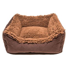 DGS Pet Products Dirty Dog Lounger Bed Small Brown 22" x 20" x 8" (Color: Brown, size: small)