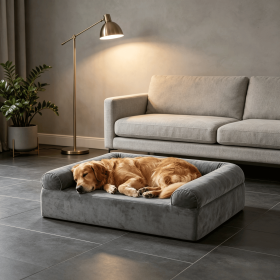 Cooling Gel Memory Foam Dog Bed for Medium Dogs Washable Cover Pet Mat Comfortable Cooling Mattress for Small Dogs And Cats (Color: Dark gray)